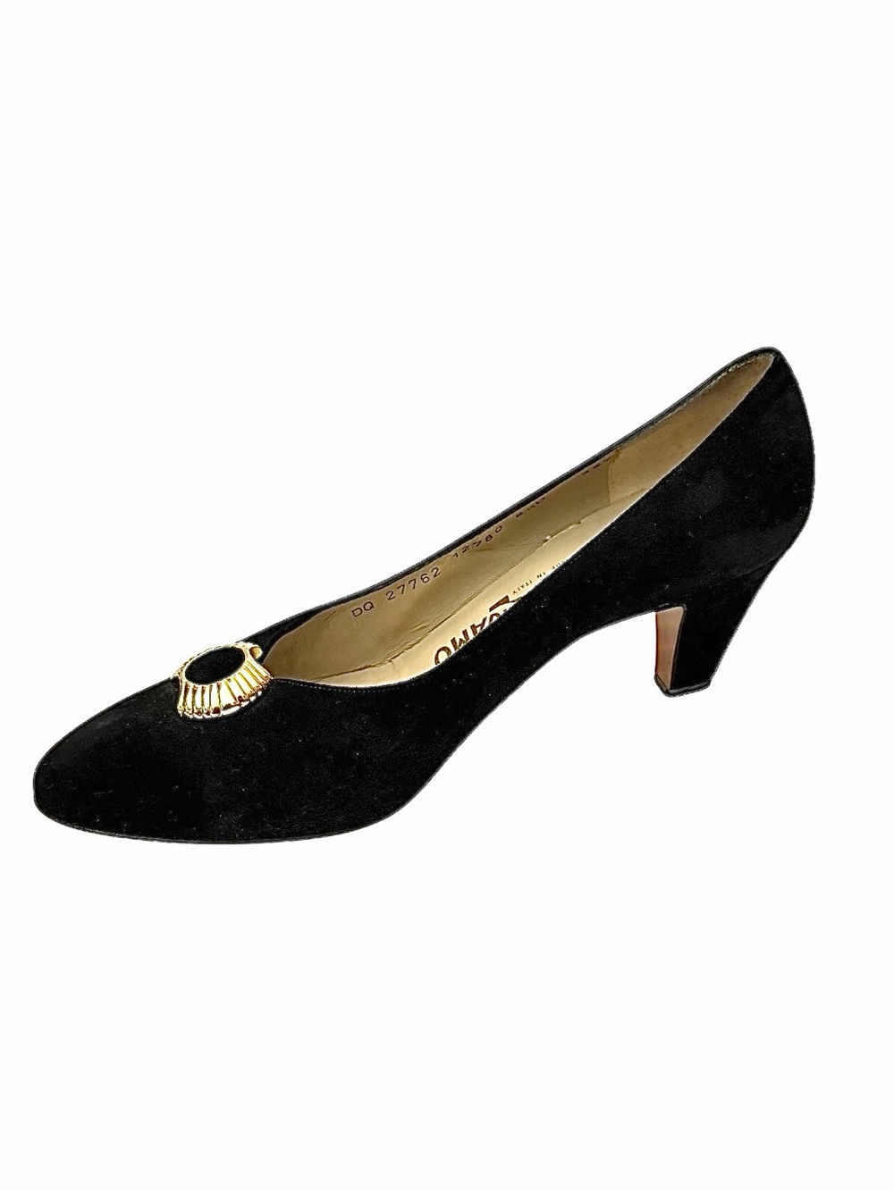 Vintage Salvatore Ferragamo Black And Gold Heels Size 8.5 B EUC